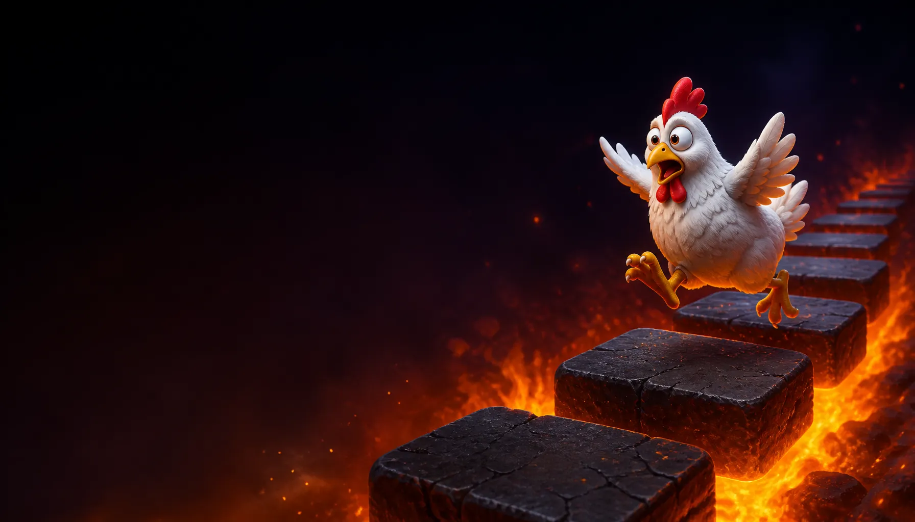 Hero banner for Chicken Road with brand colors and style, featuring thematic visual elements on the right.